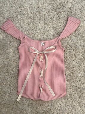 Kimchi Blue Pink Ribbed Tie-Front Women’s Tank Top Medium NWT